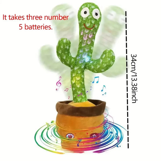 Dancing Cactus Song Speaker Talking Usb Battery Voice Repeat Plush Cactu Dancer Toy Talk Plushie Stuffed Toys for Kids Gift